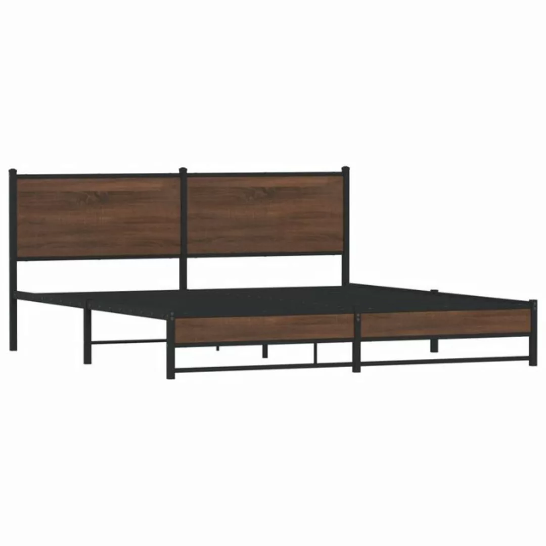 vidaXL Bett Metallbett ohne Matratze Braun Eichen-Optik 183x213 cm günstig online kaufen