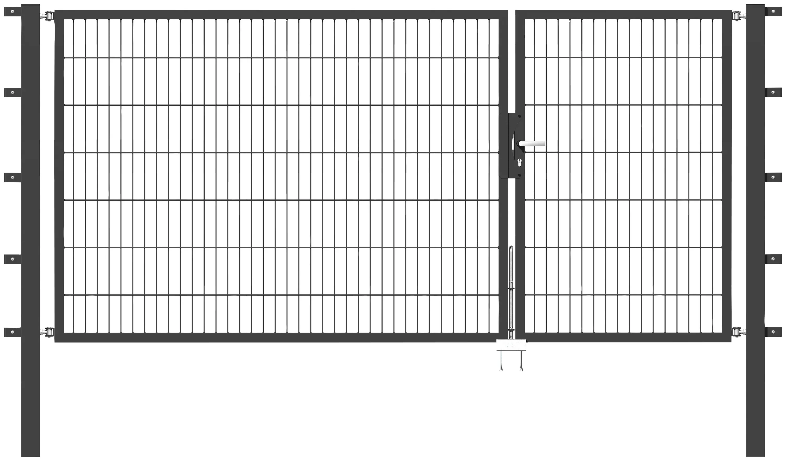 Metallzaun Doppeltor für Doppelstabmatte Grün z. Einbetonieren 140 cm x 300 günstig online kaufen