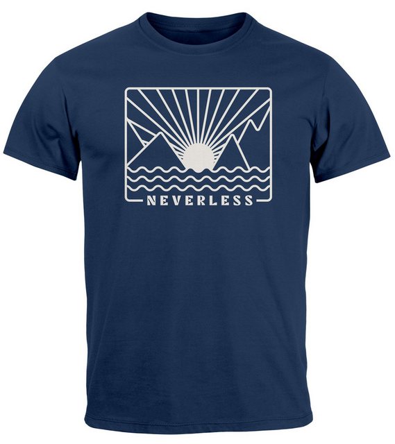 Neverless Print-Shirt Herren T-Shirt Outdoor Grafik Line Art Berge Sonne Na günstig online kaufen