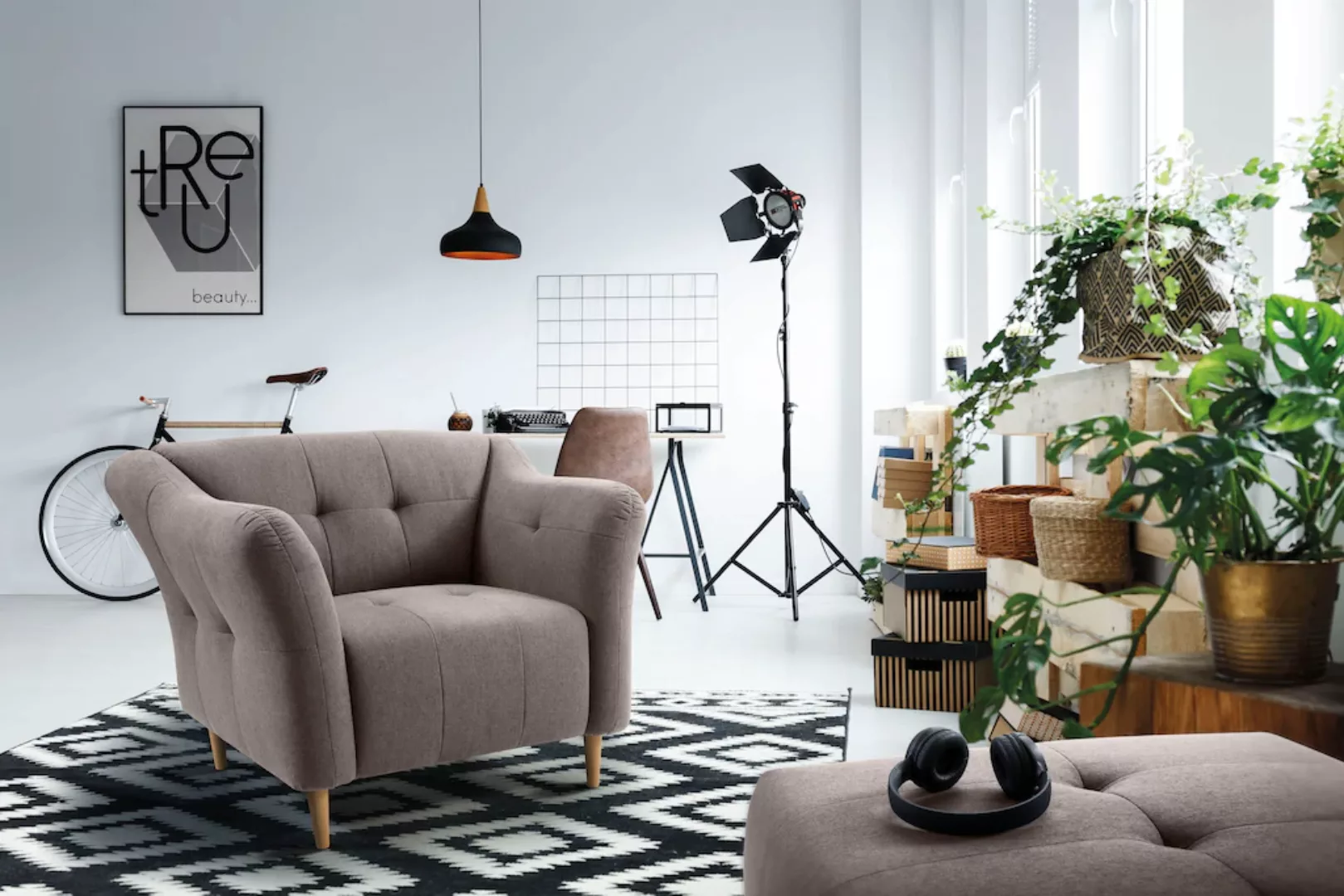 exxpo - sofa fashion Sessel "Soraya", mit Holzfüßen, frei im Raum stellbar günstig online kaufen