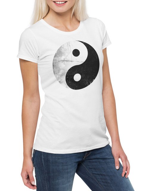 Urban Backwoods Print-Shirt Yin Yang Vintage Logo Sign Damen T-Shirt Yin-Ya günstig online kaufen