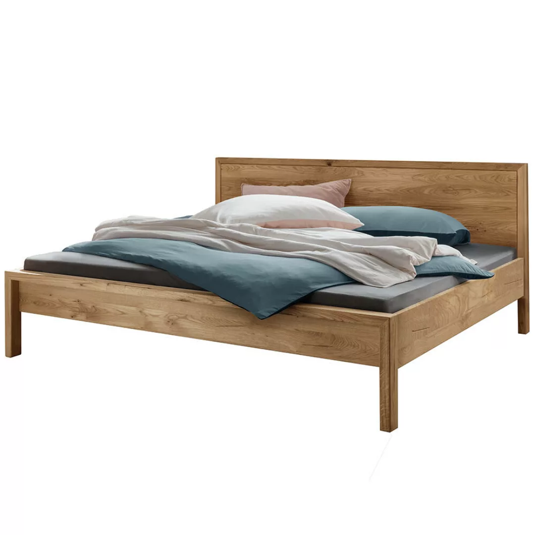 Bett 140x200 cm mit Holzkopfteil, Eiche massiv AVELLINO-137 günstig online kaufen