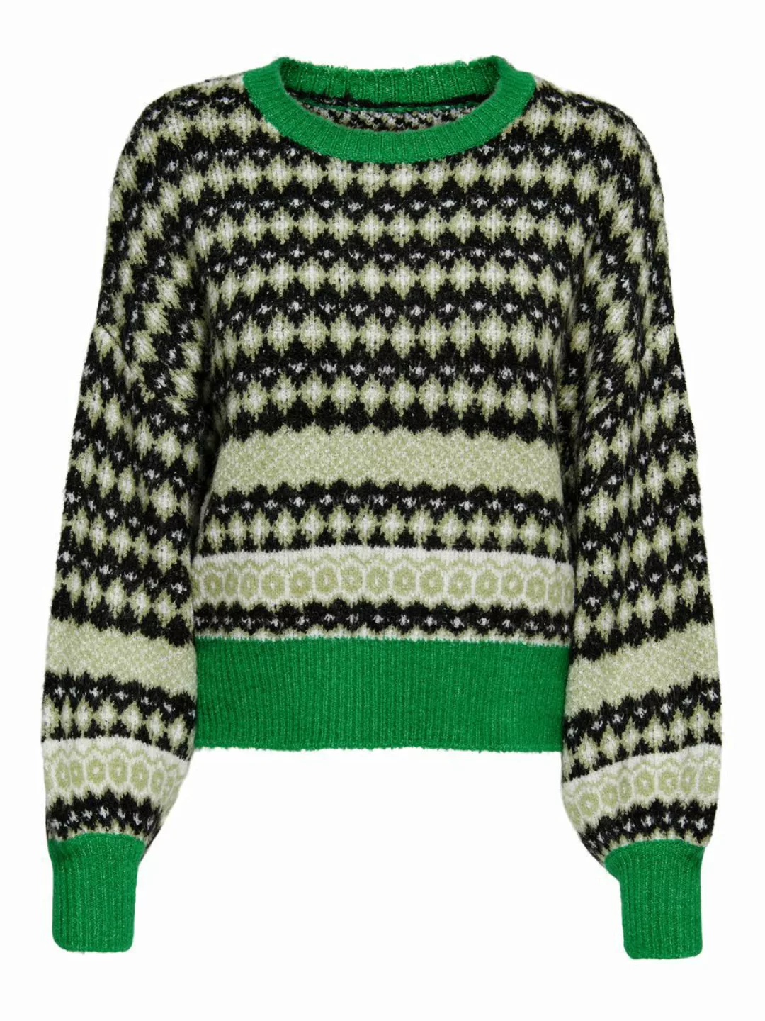 ONLY Gemusterter Strickpullover Damen Grün günstig online kaufen