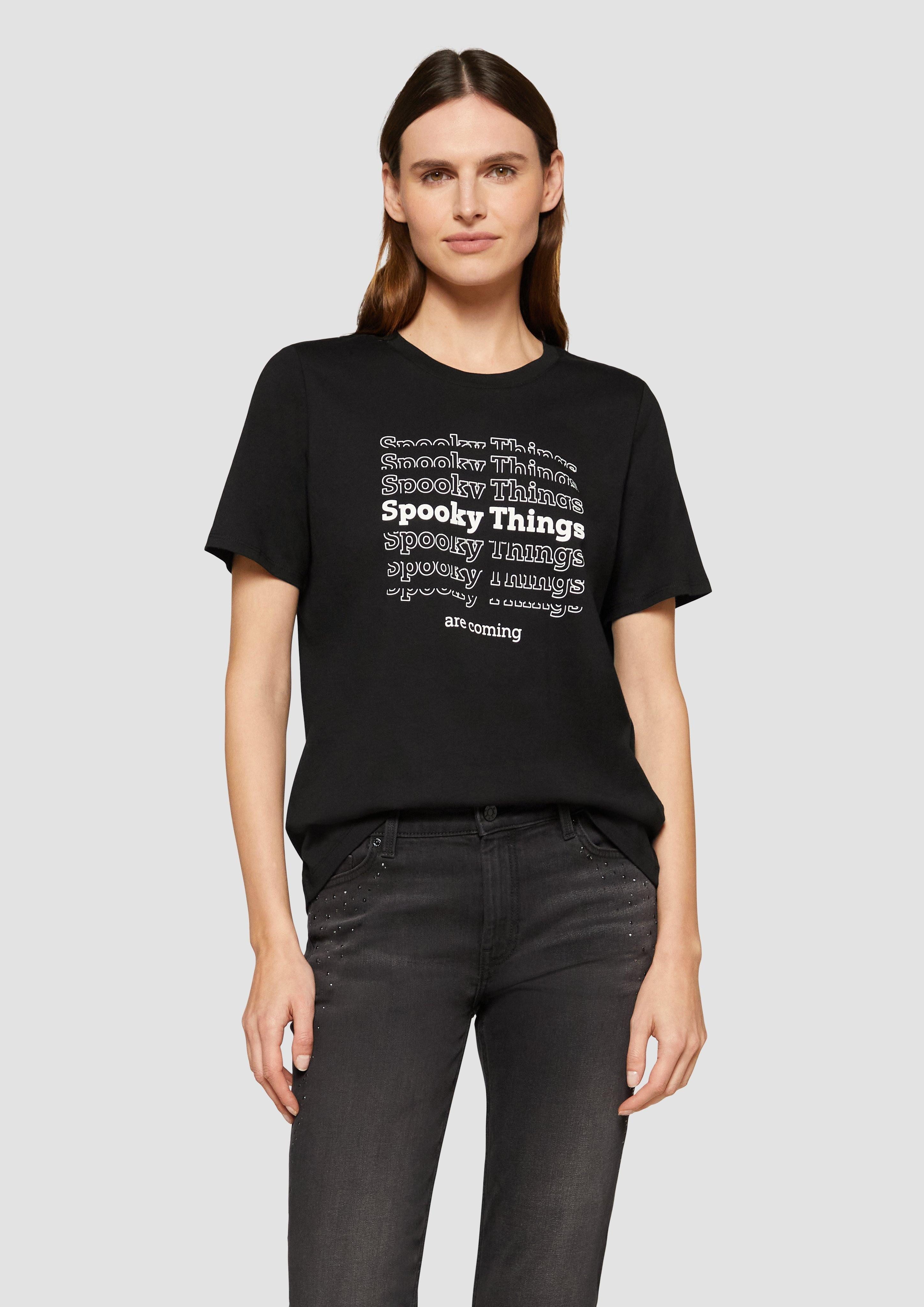 s.Oliver Kurzarmshirt T-Shirt mit Halloween-Motiv Stickerei günstig online kaufen