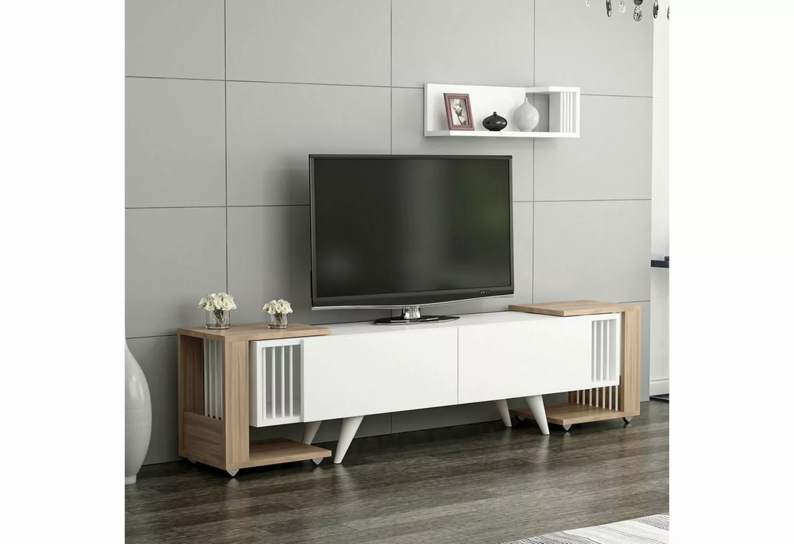 en.casa TV-Schrank Glostrup TV Board 41 x 150 x 32 cm mit 2 Beistelltischen günstig online kaufen