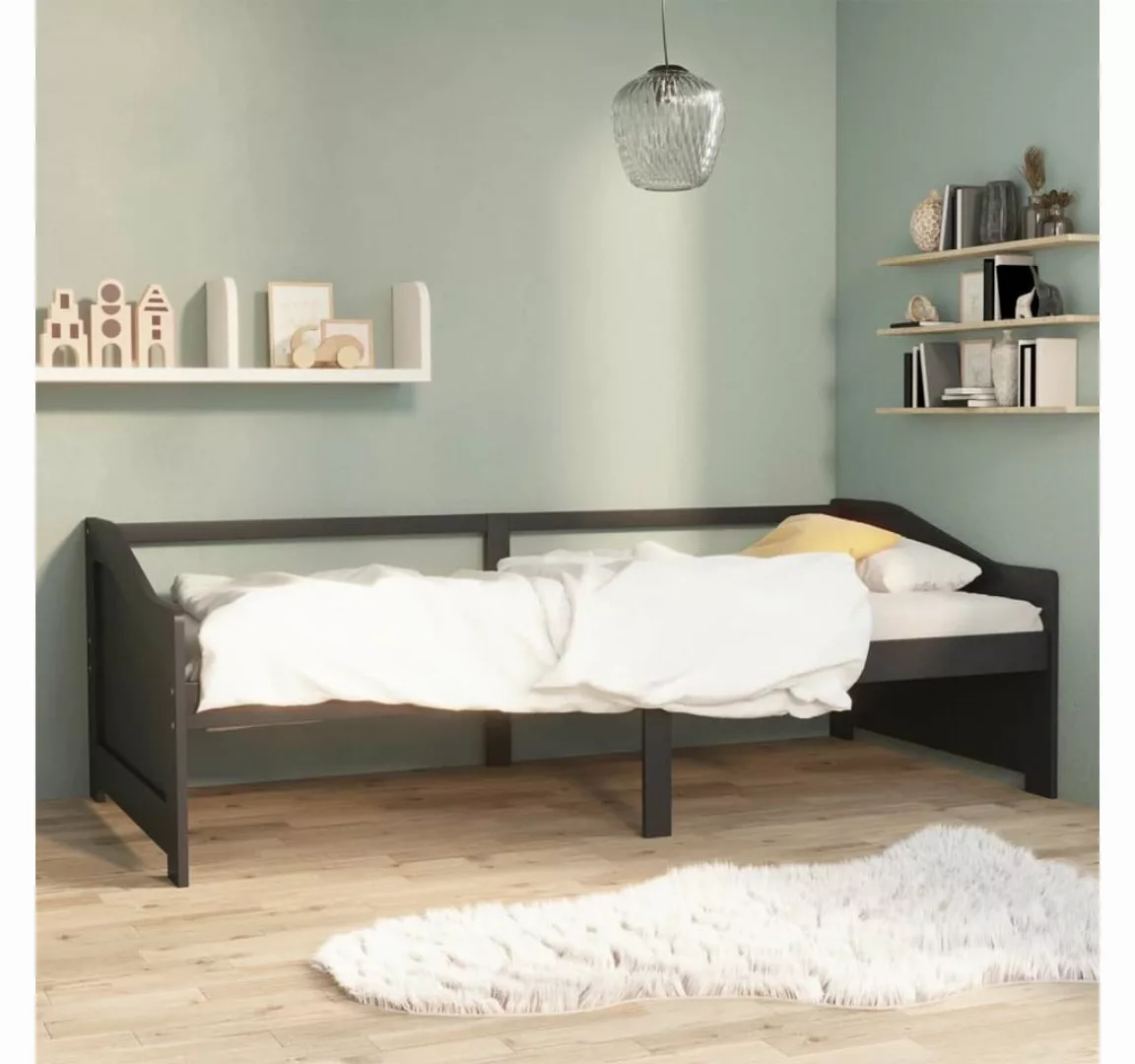furnicato Bett Tagesbett 3-Sitzer Dunkelgrau Massivholz Kiefer 90x200 cm günstig online kaufen