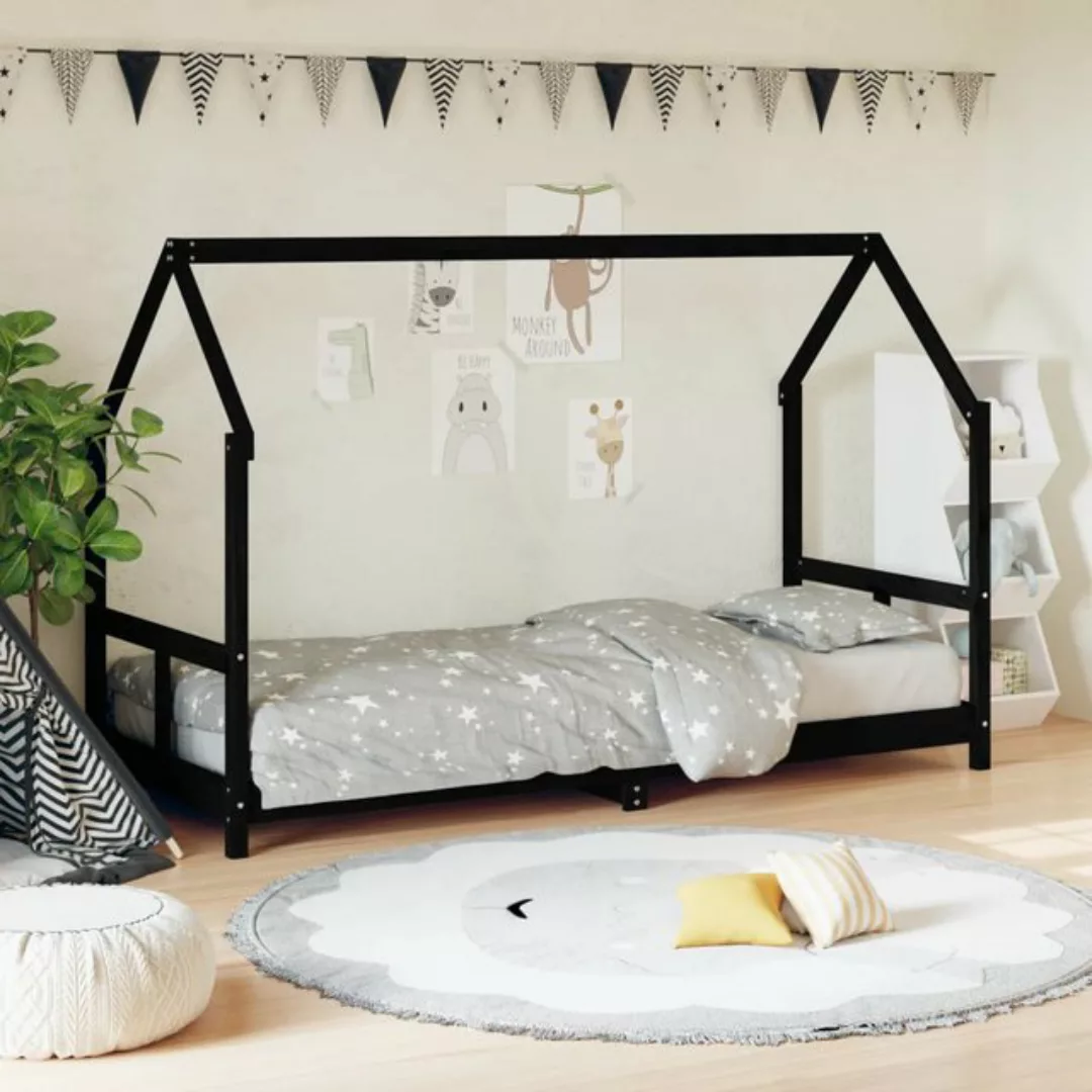 vidaXL Hochbett Kinderbett Schwarz 80x200 cm Massivholz Kiefer günstig online kaufen