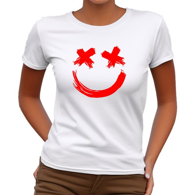 Banco T-Shirt Damen Unifarben Smiley Gesicht Größe XS bis 6XL, 100% Baumwol günstig online kaufen