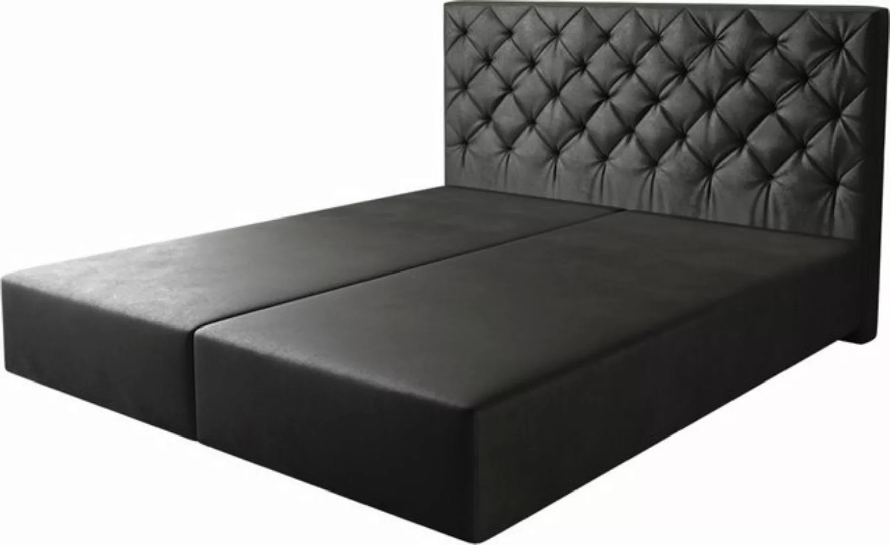 DELIFE Boxspringbett Dream-Great, Lederimitat Anthrazit 180x200 cm günstig online kaufen