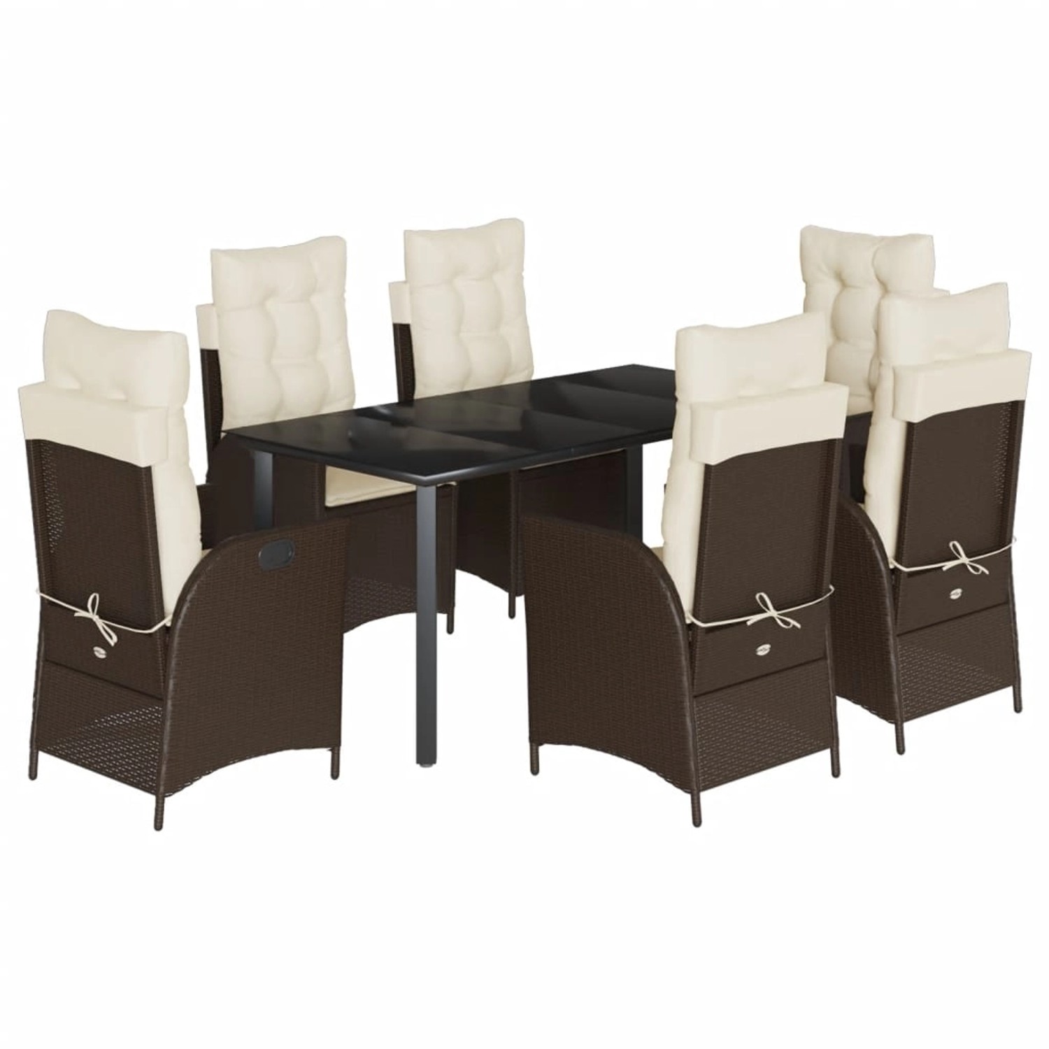 vidaXL 7-Tlg Garten-Essgruppe mit Kissen Braun Poly Rattan 3213209 günstig online kaufen