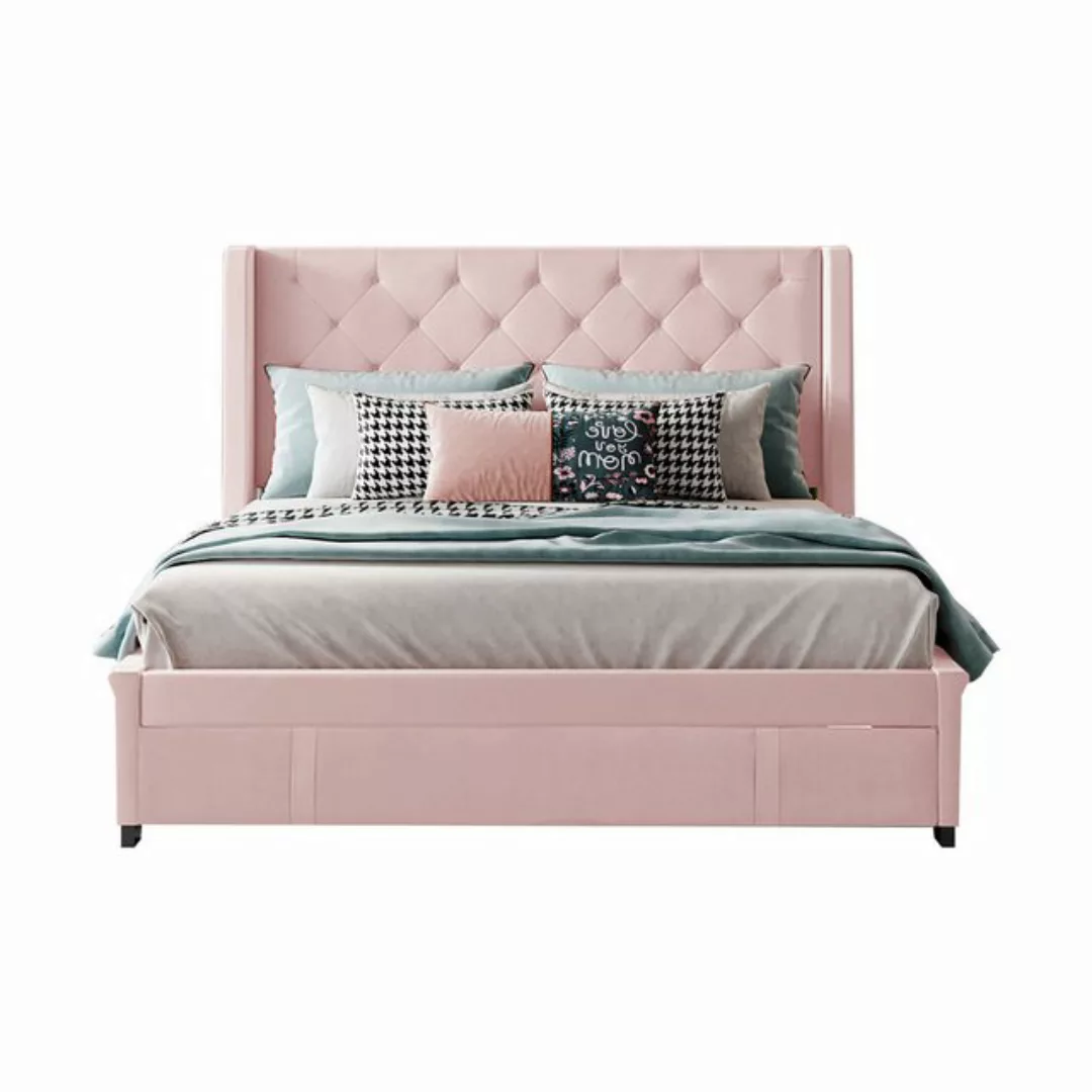 MODFU Polsterbett Stauraumbett Doppelbett Kinderbett mit Lattenrost (Rosa ( günstig online kaufen