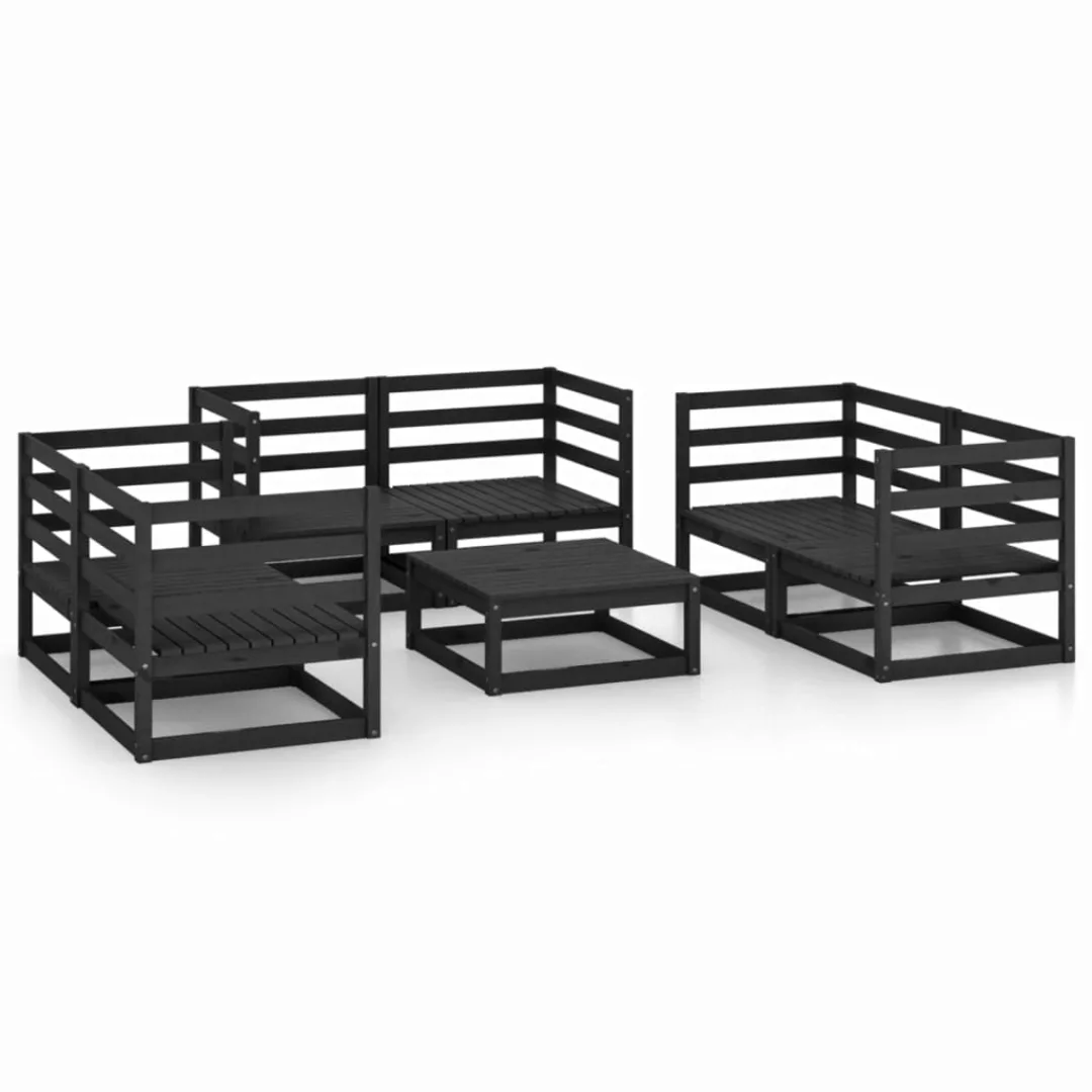 7-tlg. Garten-lounge-set Schwarz Massivholz Kiefer günstig online kaufen