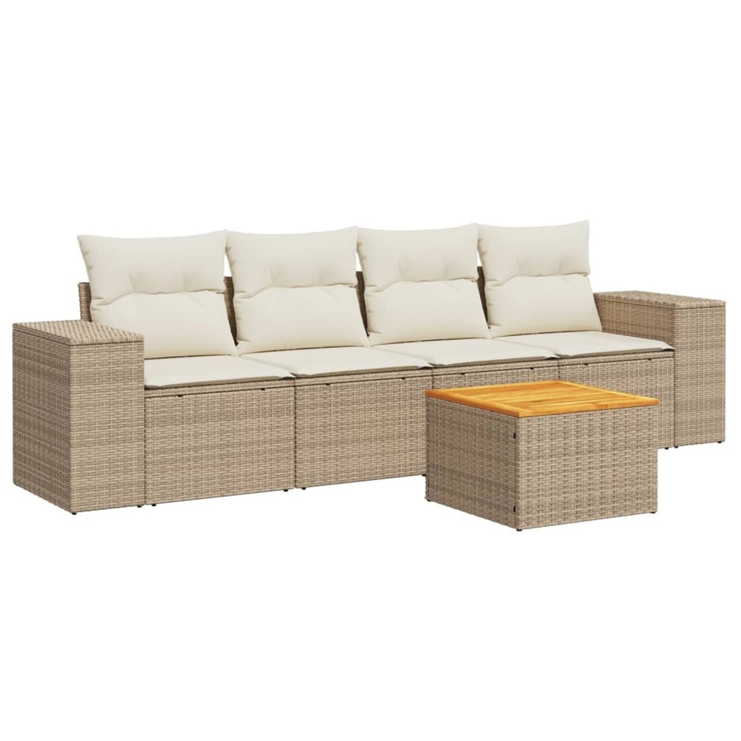 vidaXL 5-tlg Garten-Sofagarnitur mit Kissen Beige Poly Rattan Modell 45 günstig online kaufen