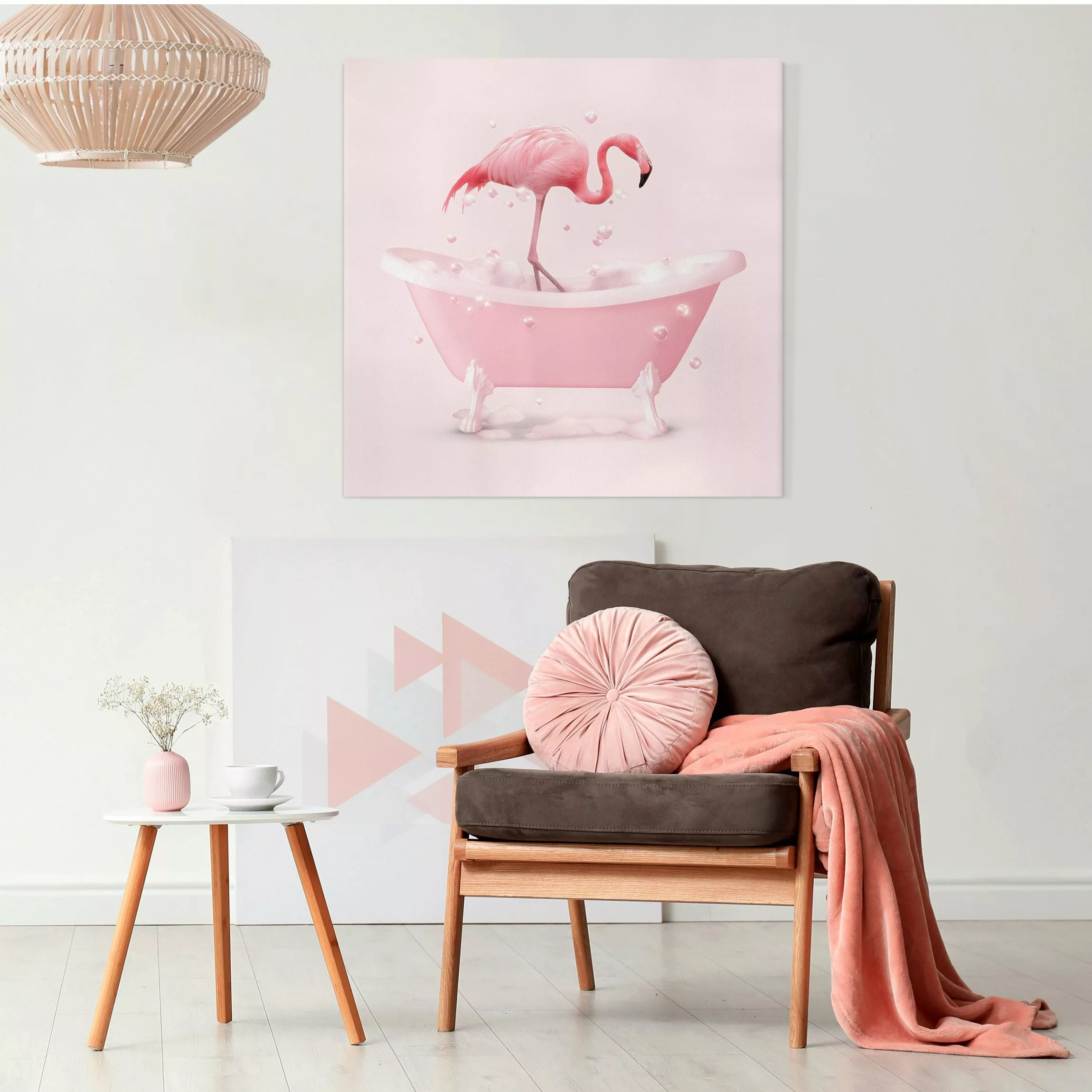 Leinwandbild Badewannen Flamingo günstig online kaufen