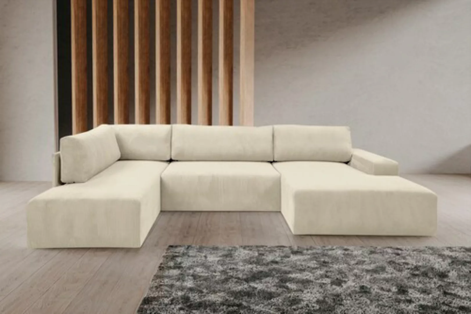 WERK2 Wohnlandschaft Hugo-U U-Form, Design Wohnlandschaft in Cord mit Schla günstig online kaufen