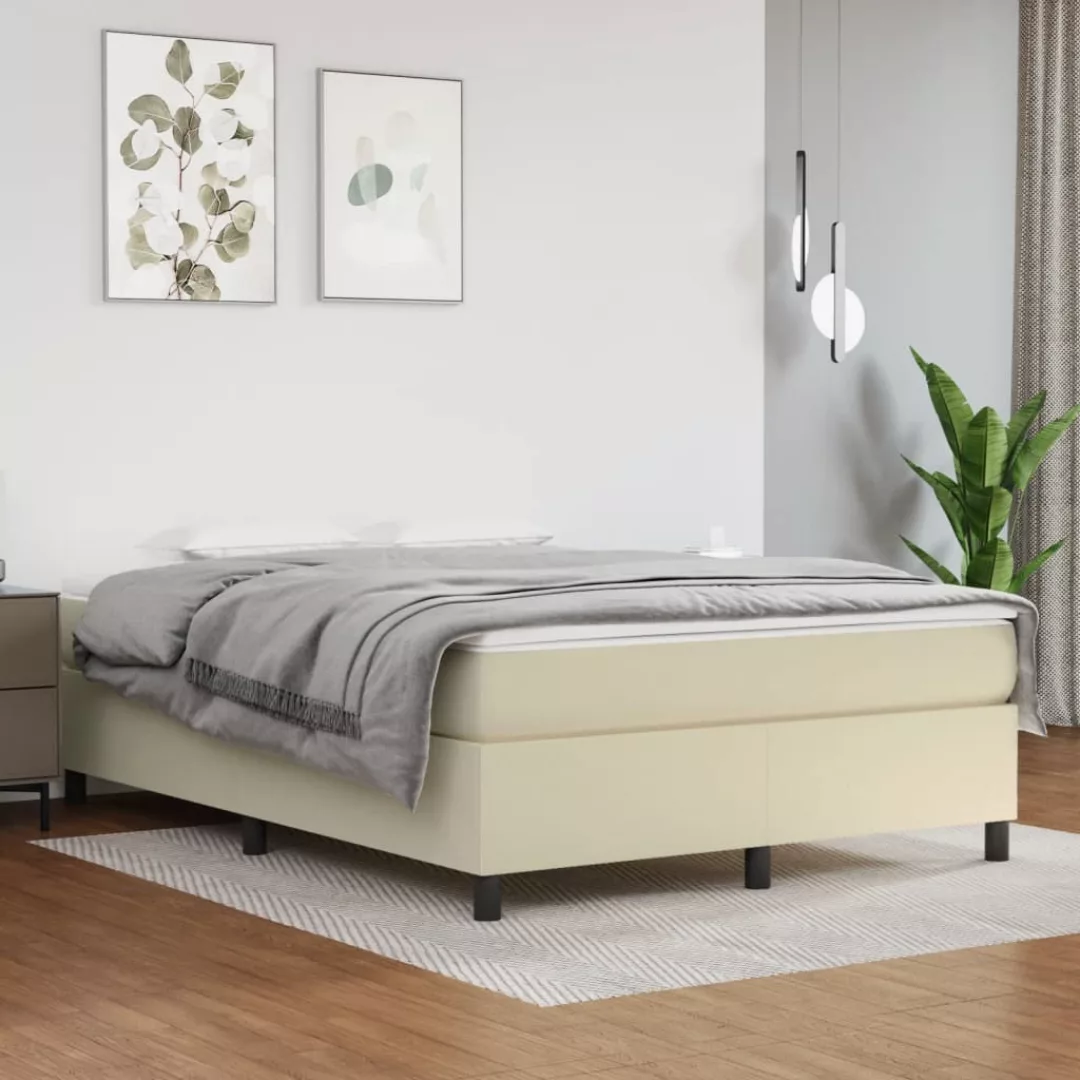 Vidaxl Boxspringbett Mit Matratze Creme 140x200 Cm Kunstleder günstig online kaufen