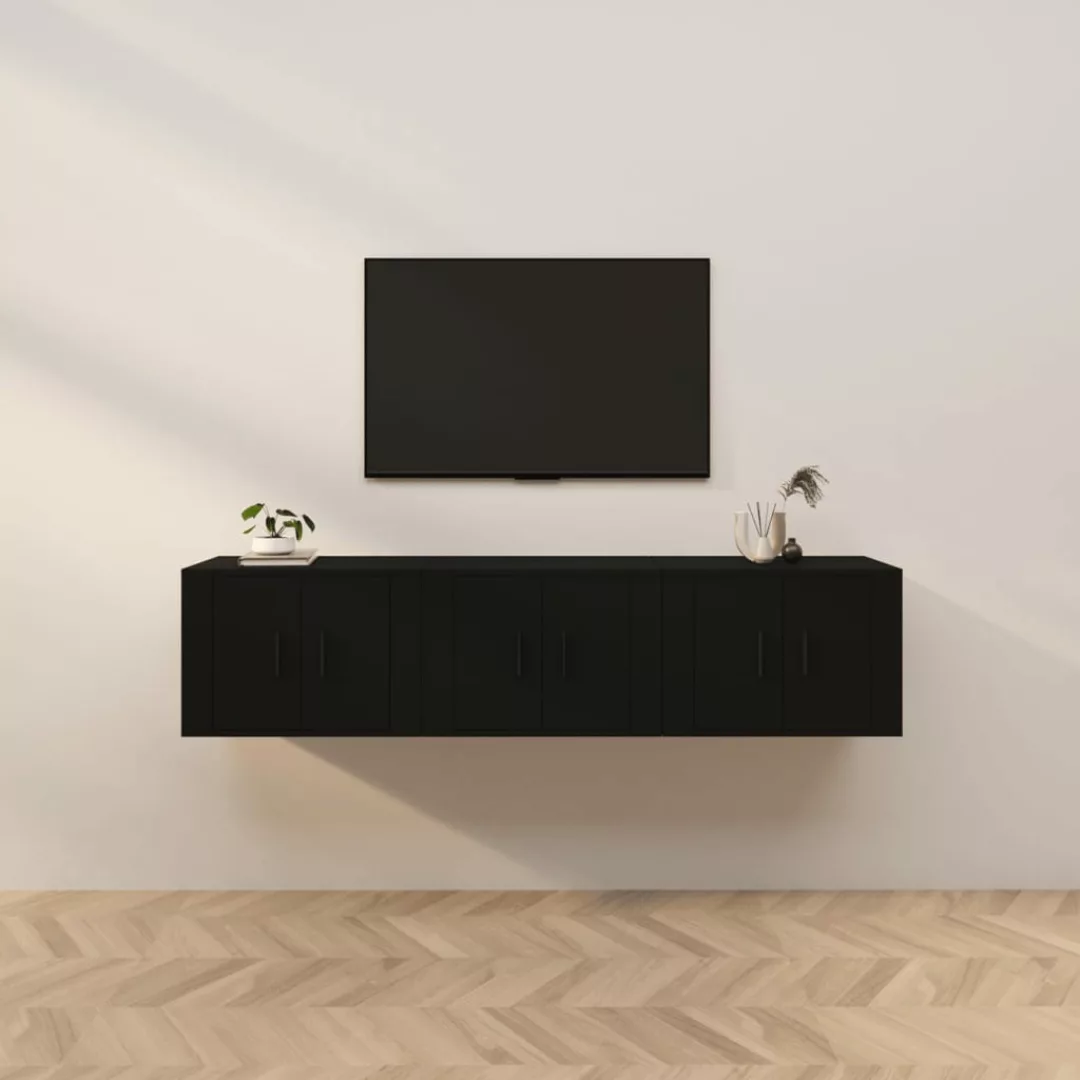 Vidaxl Tv-wandschränke 3 Stk. Schwarz 57x34,5x40 Cm günstig online kaufen