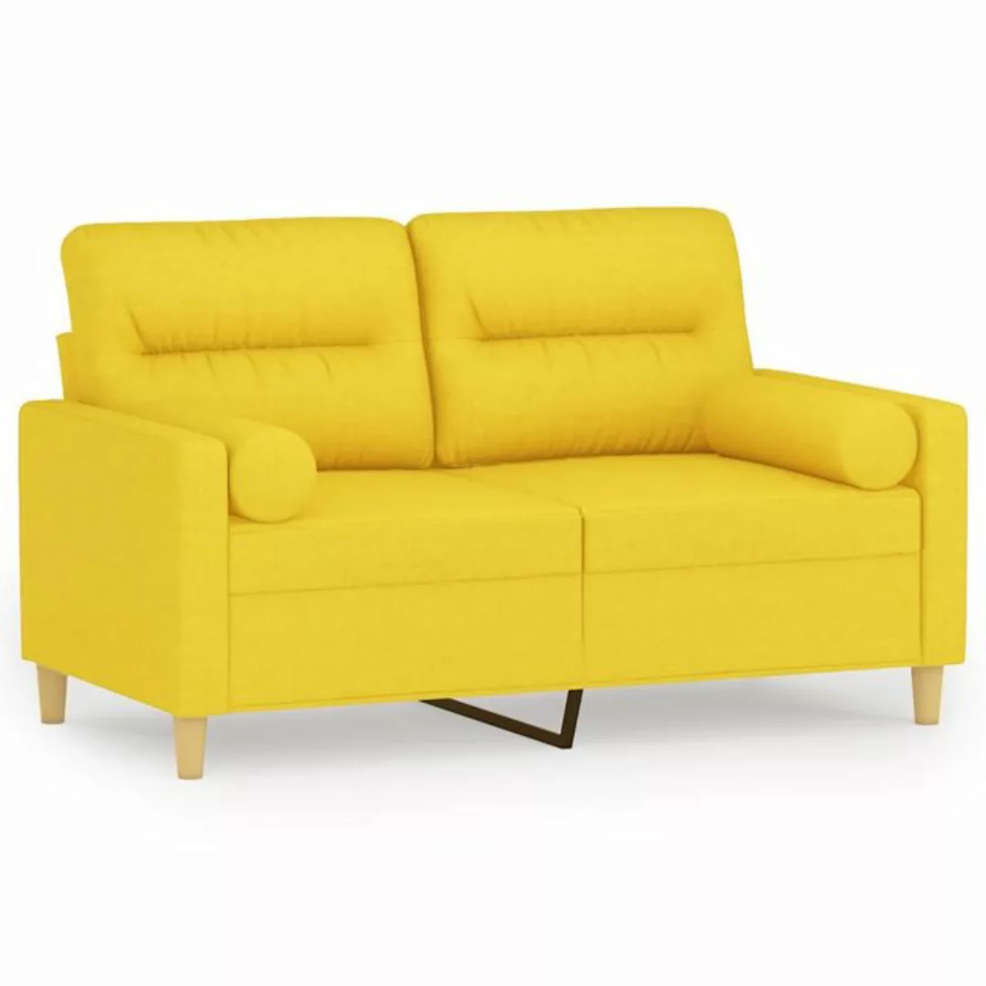 vidaXL Sofa 2-Sitzer-Sofa mit Zierkissen Hellgelb 120 cm Stoff günstig online kaufen