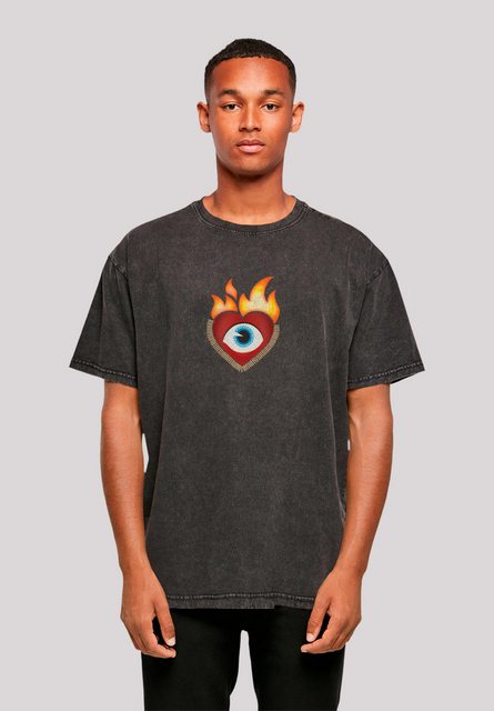 emoji couture T-Shirt Heart on flames eye and golden beads Premium Qualität günstig online kaufen