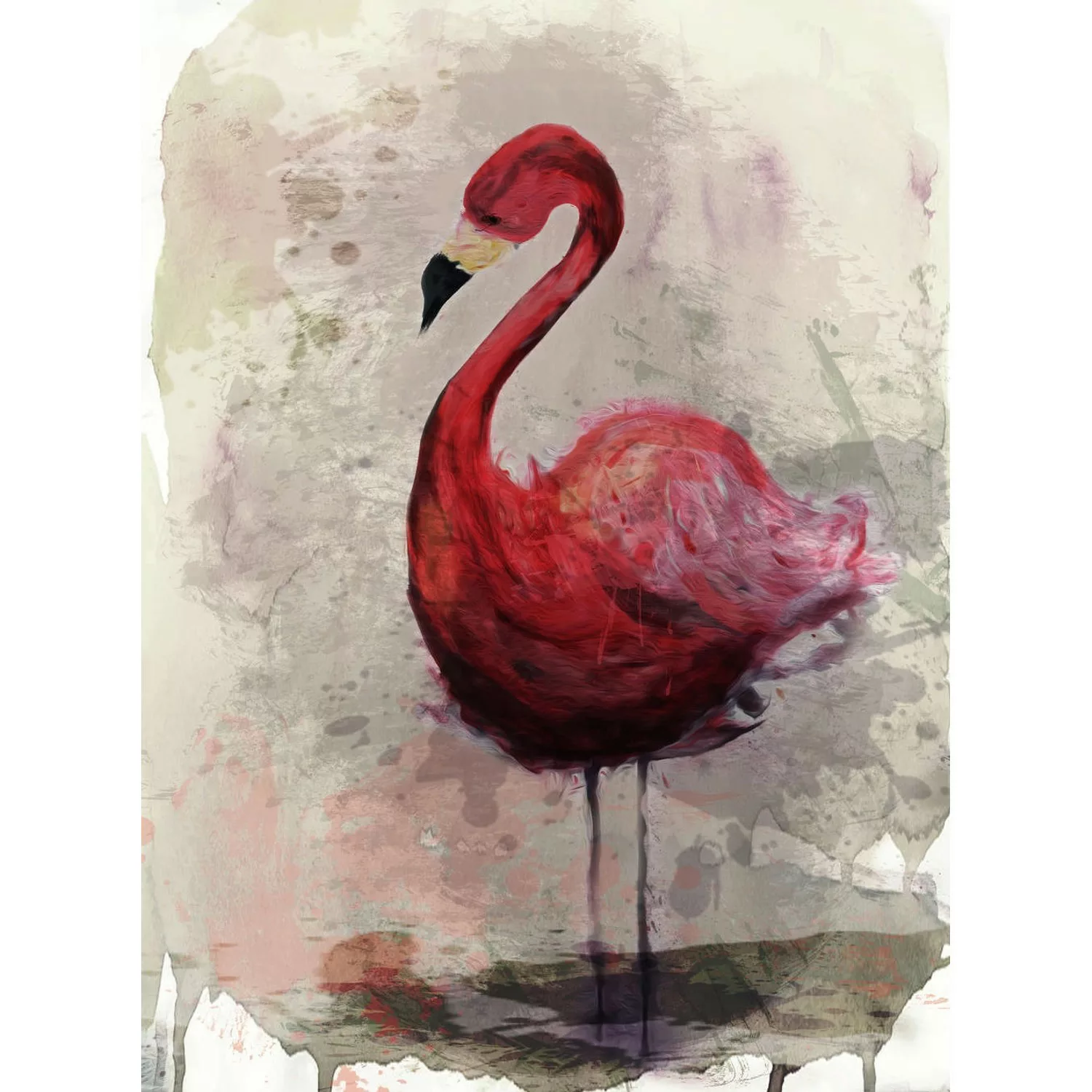Fototapete Portrait Flamingo Rot Grau 2,00 m x 2,70 m FSC® günstig online kaufen