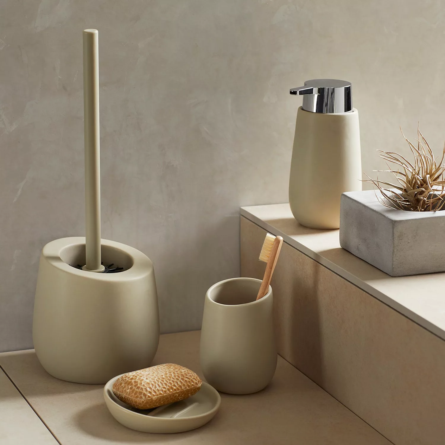 WENKO WC-Garnitur Badi Beige Keramik, WC-Bürstenhalter beige günstig online kaufen