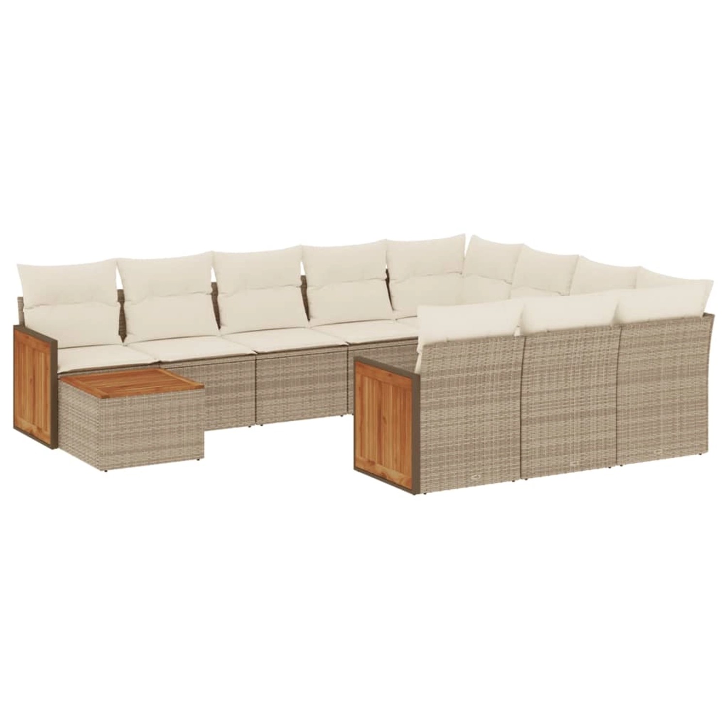 vidaXL 11-Tlg Garten-Sofagarnitur mit Kissen Beige Poly Rattan 3260448 günstig online kaufen