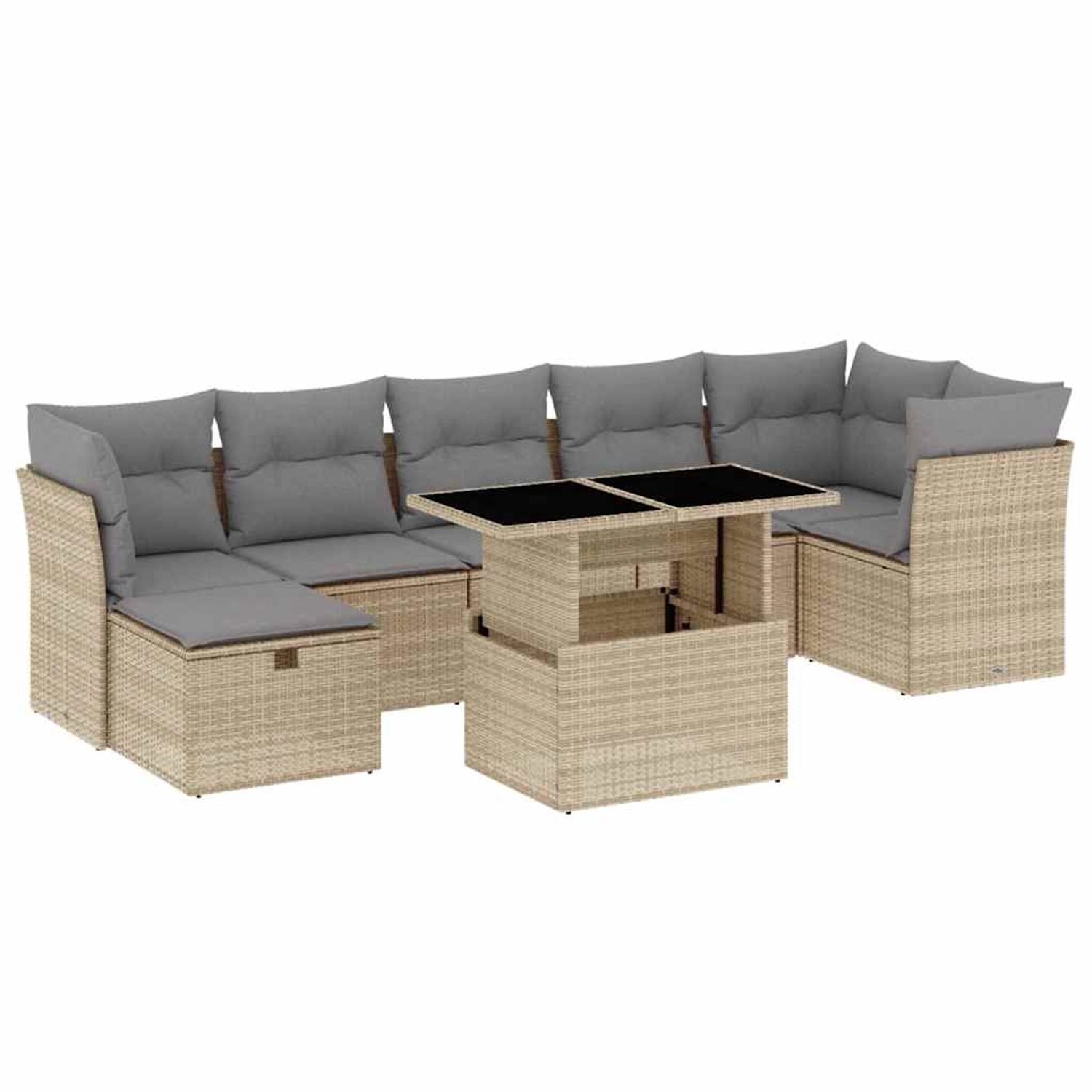 vidaXL 8-Tlg Garten-Sofagarnitur mit Kissen Beige Poly Rattan 3274669 günstig online kaufen