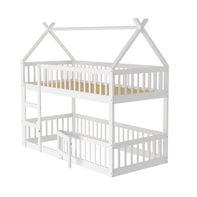 WISHDOR Etagenbett Holzbett, Kinderbett mit Treppe, Loft Design (Etagenbett günstig online kaufen