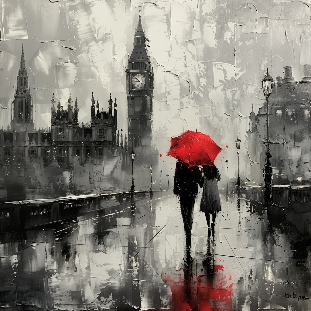 queence Leinwandbild "Big Ben bei Regen", Architektonische Elemente-Bilder günstig online kaufen