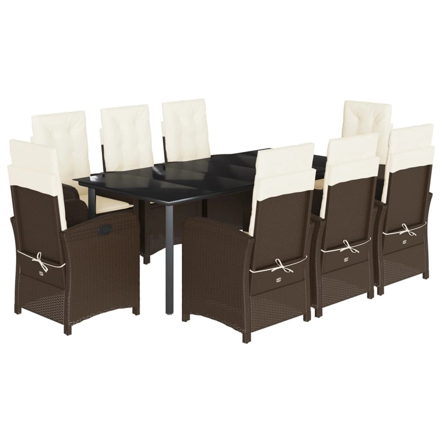 vidaXL 9-Tlg Garten-Essgruppe mit Kissen Braun Poly Rattan 3212349 günstig online kaufen