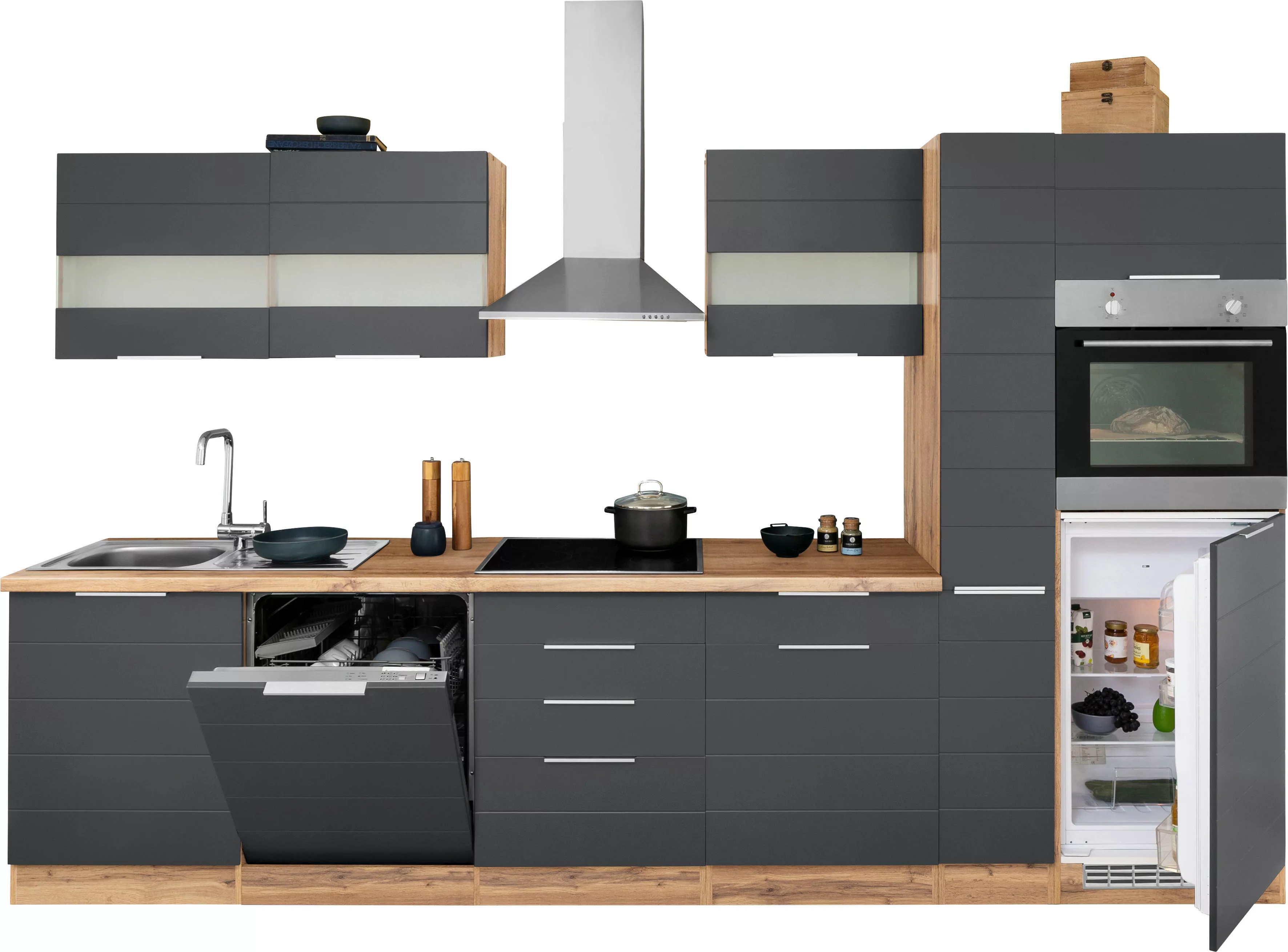 Kochstation Küche »KS-Luhe«, 330 cm breit, wahlweise mit oder ohne E-Geräte günstig online kaufen