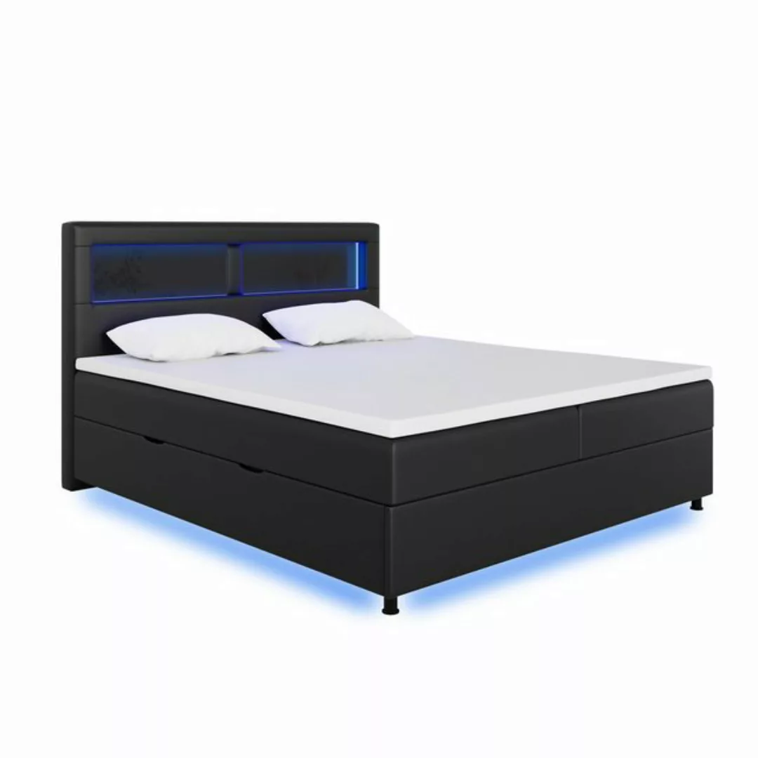 Furnix Boxspringbett Valerio 140/180x200 Doppelbett Topper und Bettkasten L günstig online kaufen