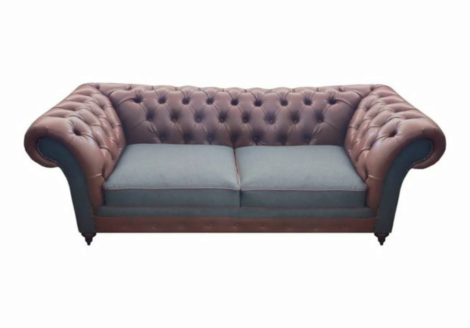 JVmoebel Chesterfield-Sofa Luxus Sofa Couch Zweisitzer Braun Leder Wohnzimm günstig online kaufen