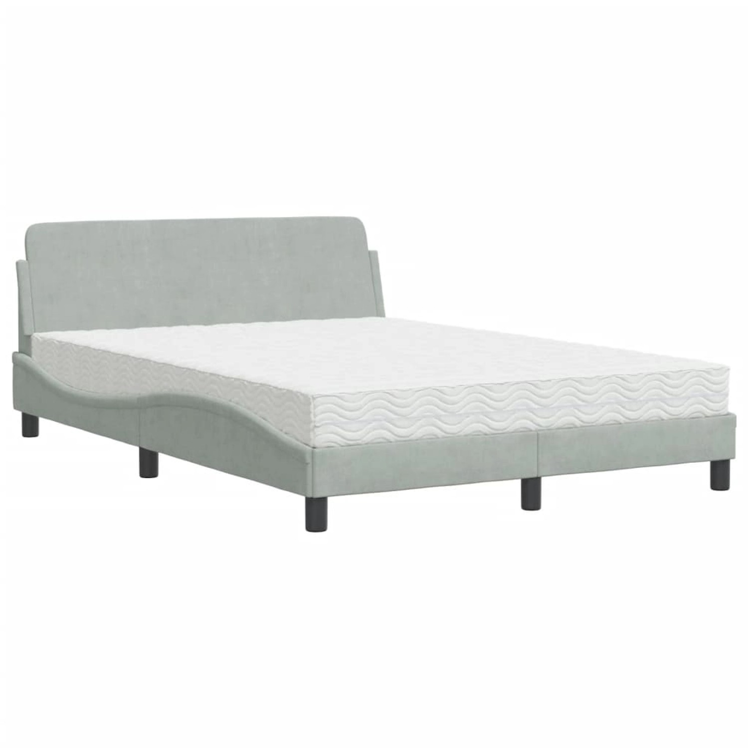 vidaXL Bettgestell Bett mit Matratze Hellgrau 120x200 cm Samt Bett Bettgest günstig online kaufen