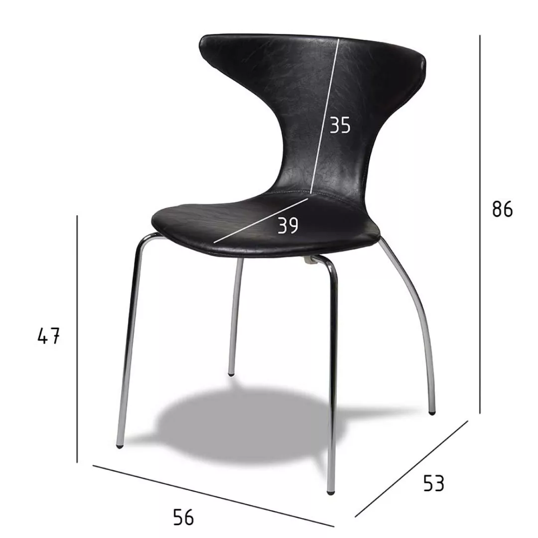Esstisch Stühle in Schwarz Kunstleder Retrostil (4er Set) günstig online kaufen