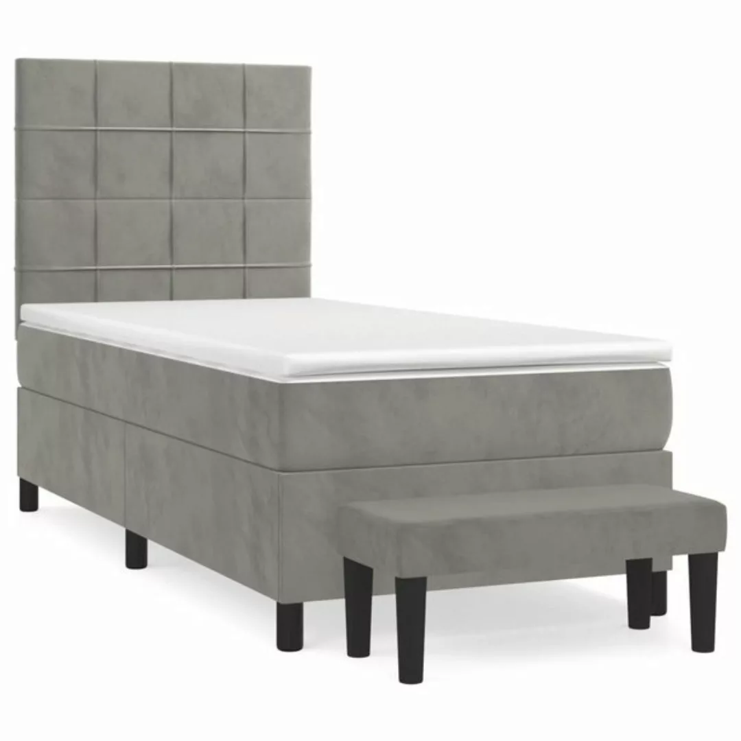 vidaXL Boxspringbett Boxspringbett mit Matratze Hellgrau 100x200 cm Samt Be günstig online kaufen