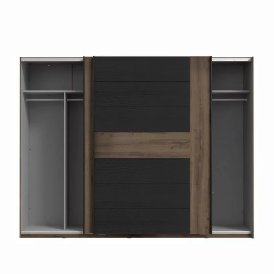 FORTE Schiebetürenschrank in Schwarz Eiche/ Schlammeiche - 269,9x209,7x61,2 günstig online kaufen