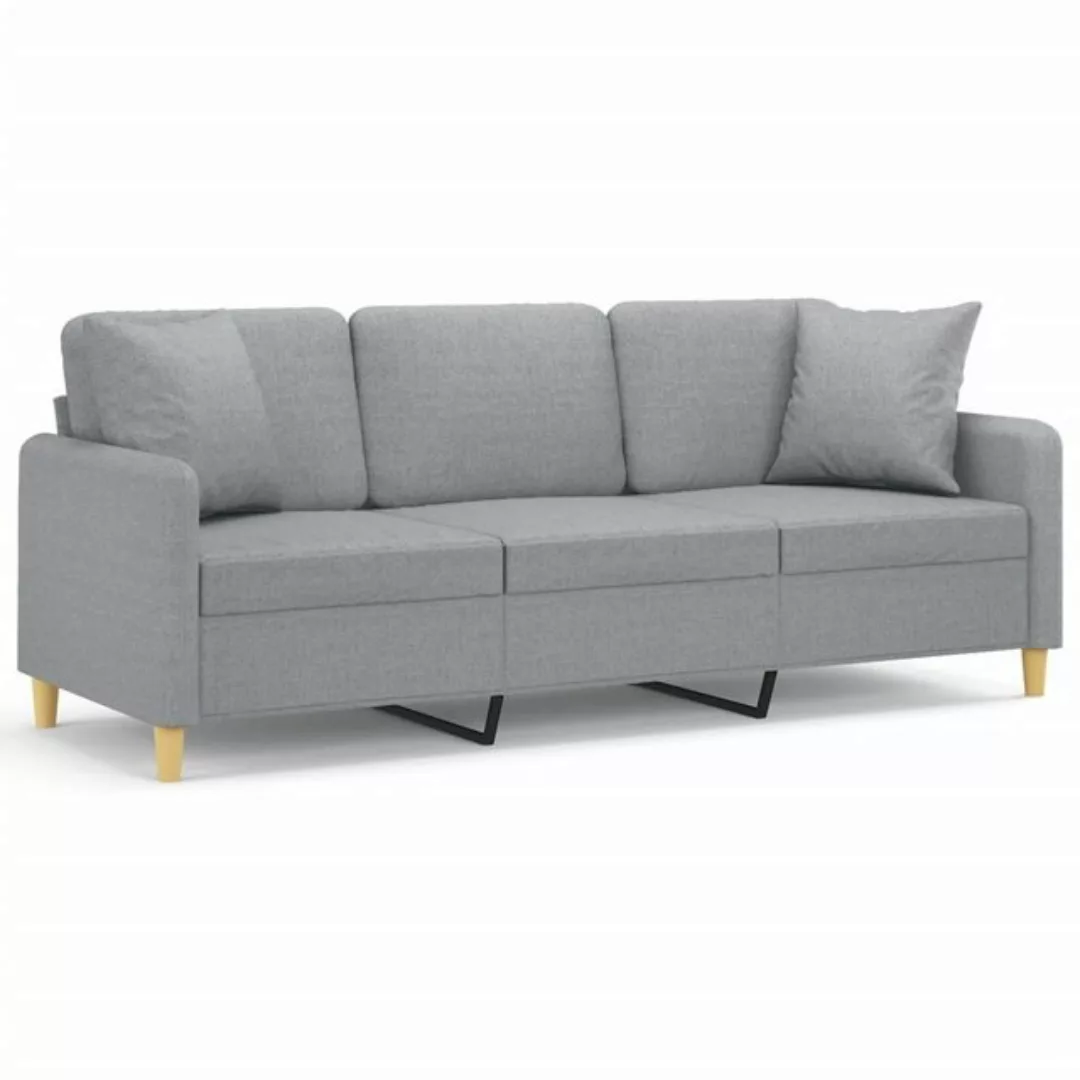 vidaXL Sofa 3-Sitzer-Sofa mit Zierkissen Hellgrau 180 cm Stoff günstig online kaufen
