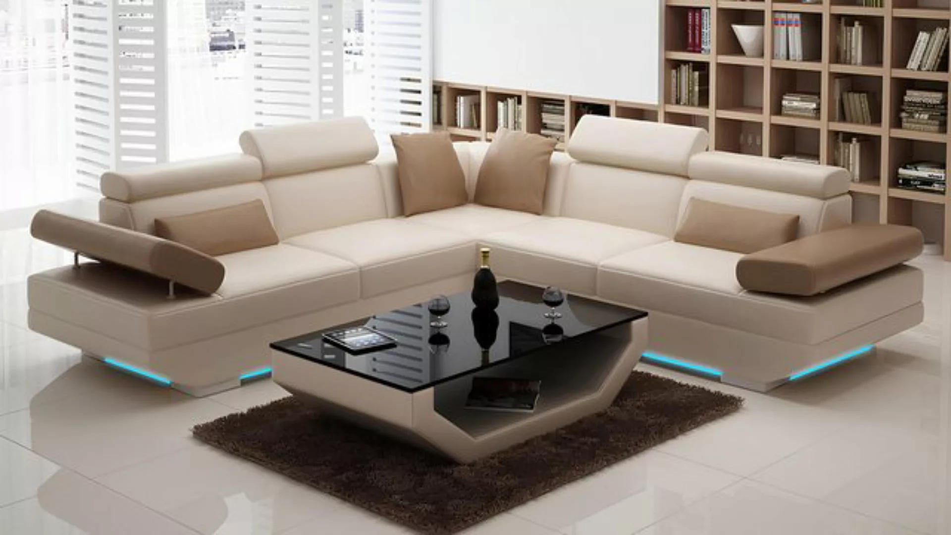 Xlmoebel Ecksofa Modernes Ecksofa mit USB-Anschluss und Lederoberfläche, Wo günstig online kaufen