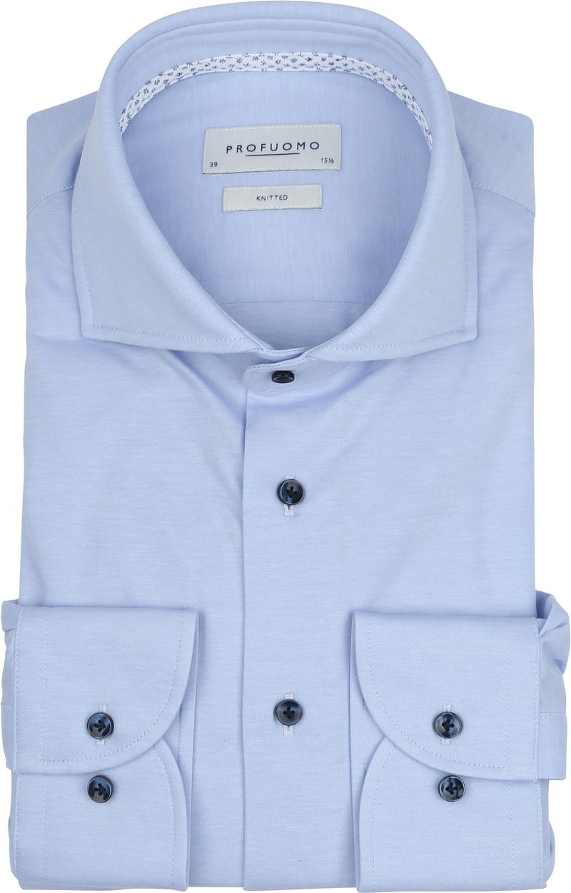 Profuomo Hemd Single Jersey Slim Fit Hellblau Melange - Größe 38 günstig online kaufen