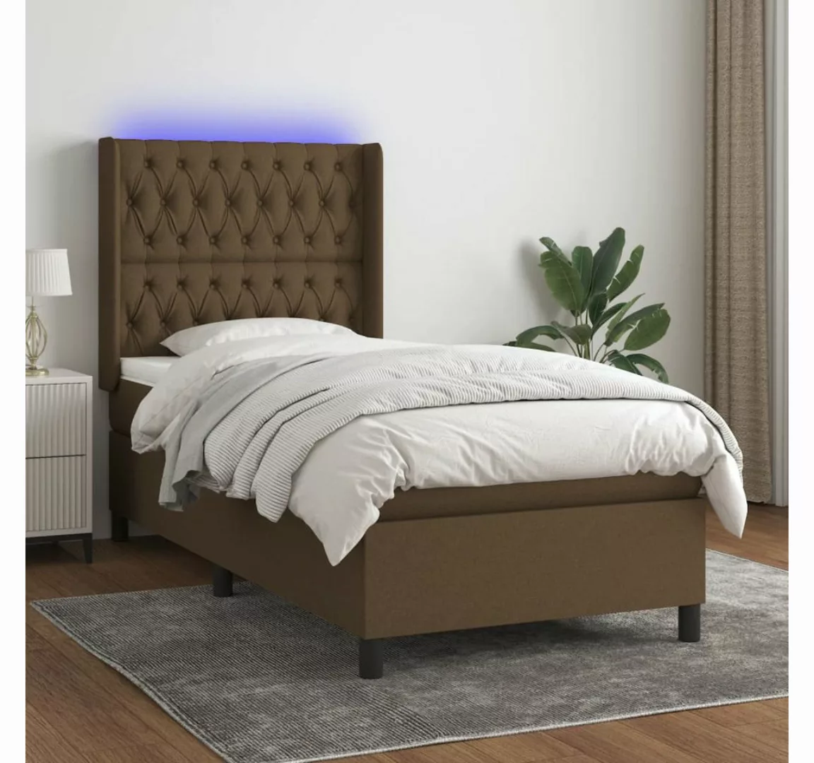 vidaXL Boxspringbett Boxspringbett mit Matratze und LED Stoff (90 x 200 cm, günstig online kaufen