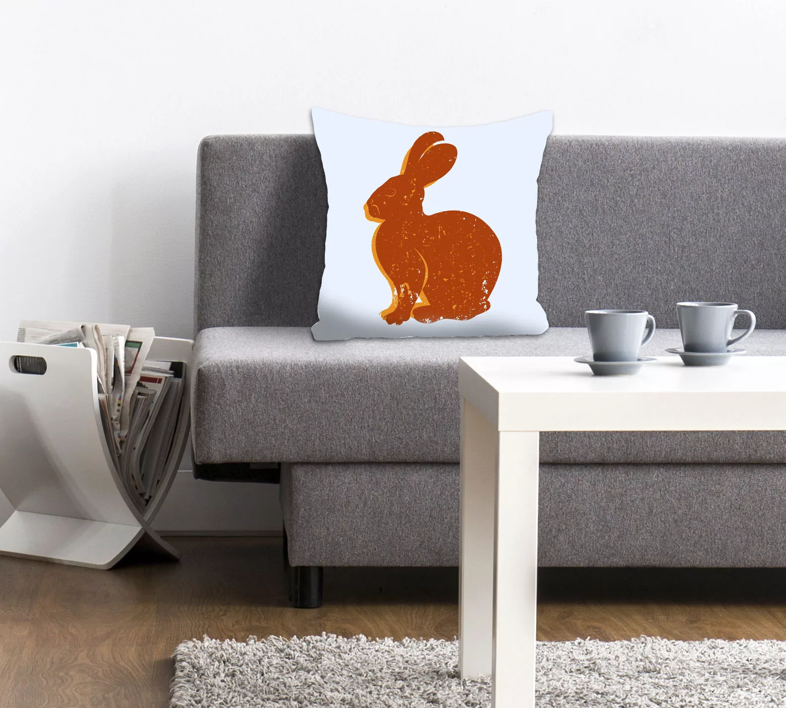 queence Dekokissen »Lindt«, mit einem orangenen Hasen, Kissenhülle ohne Fül günstig online kaufen