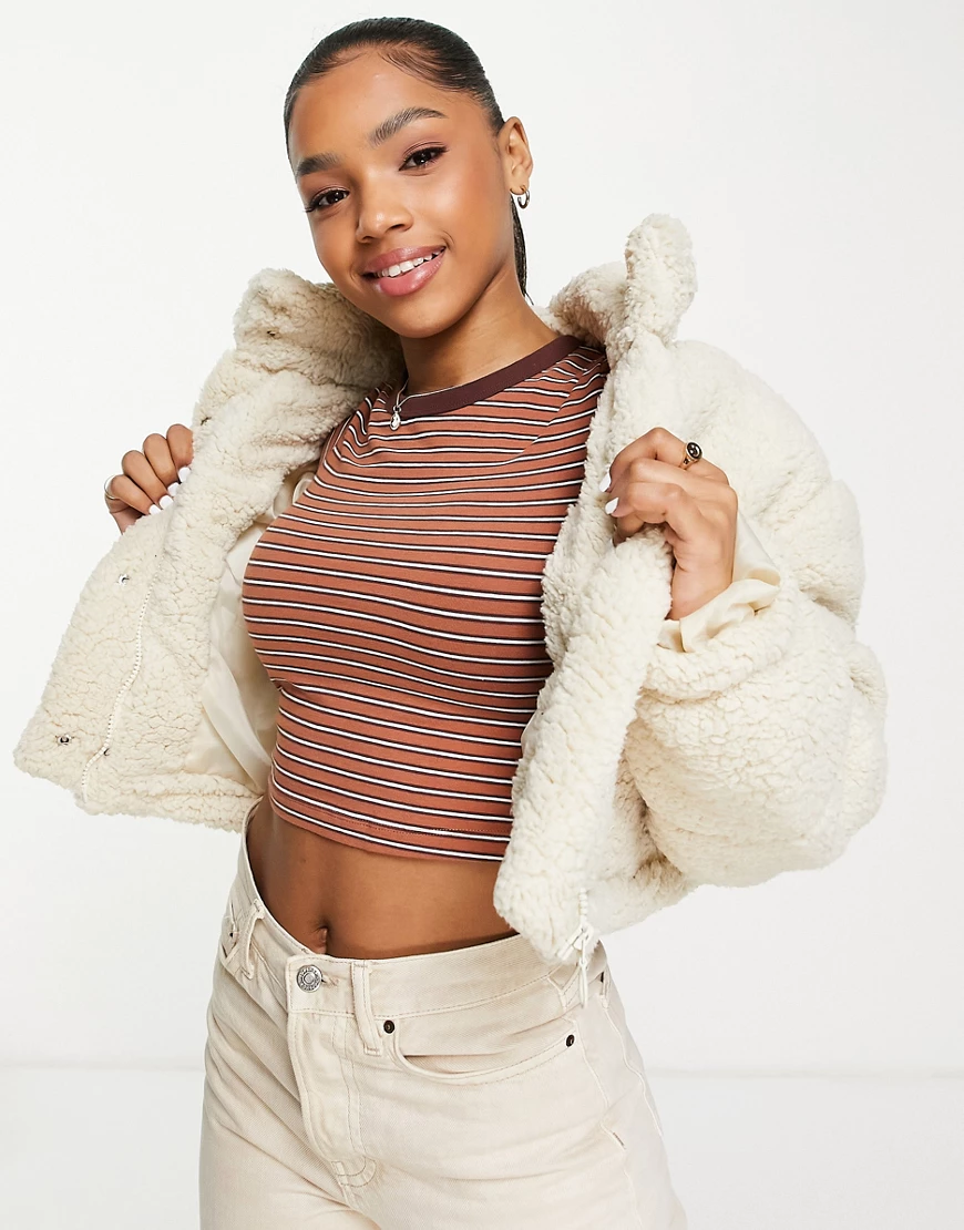 Brave Soul – Shontelle – Teddyfleece-Jacke in Creme-Weiß günstig online kaufen