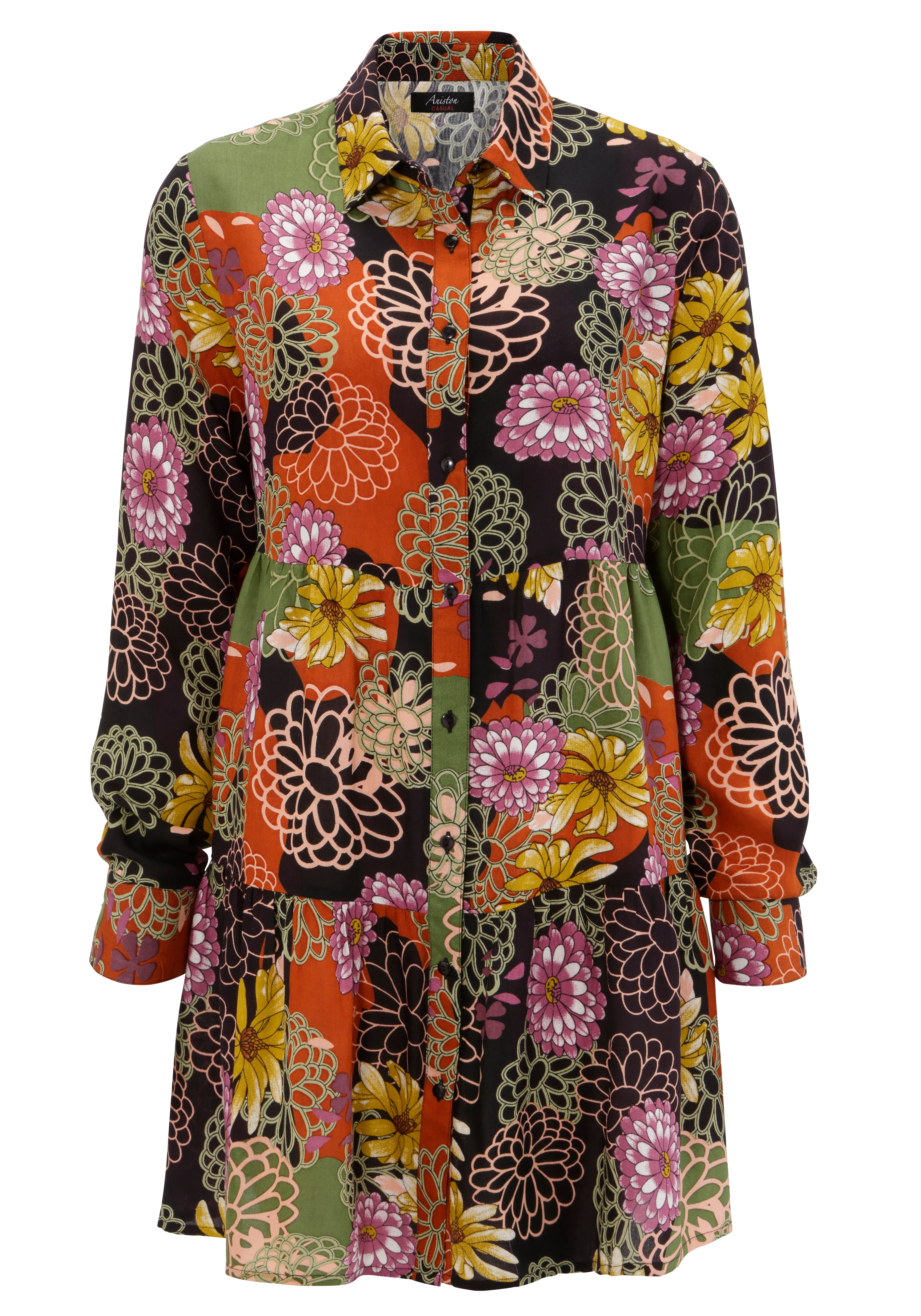 Aniston CASUAL Hemdbluse, mit großflächigem Blütendruck günstig online kaufen
