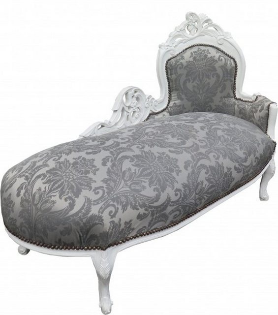 Casa Padrino Chaiselongue Barock Chaiselongue Grau Muster / Weiss - Recamie günstig online kaufen