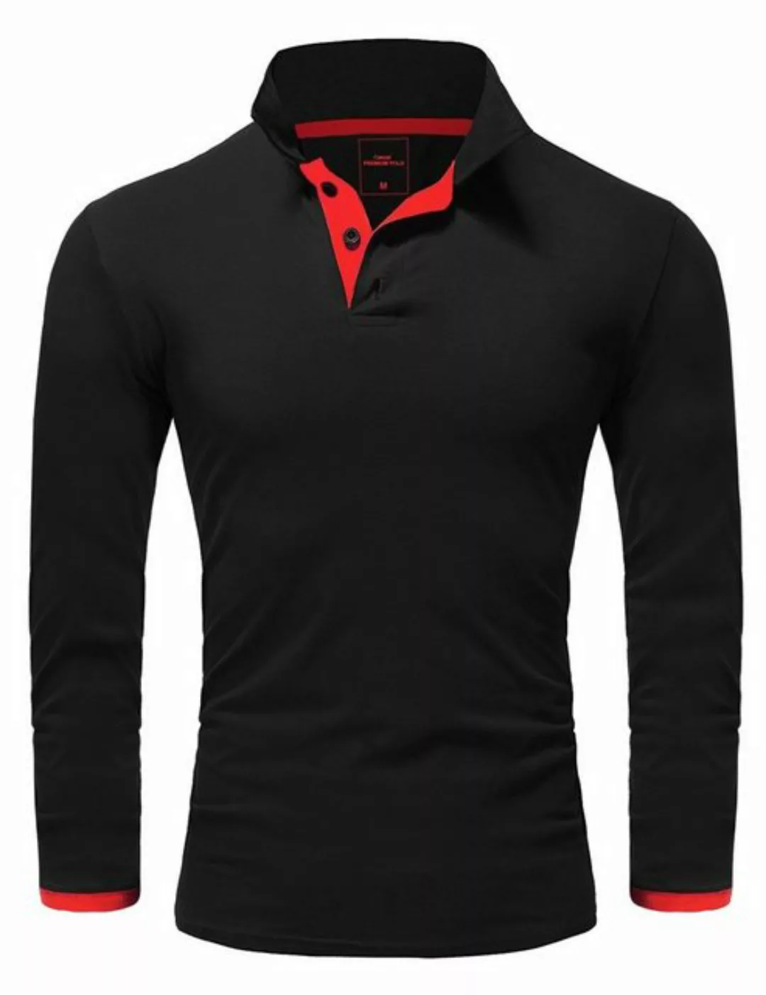 Amaci&Sons Poloshirt CHARLOTTE Langarm Kontrast Poloshirt günstig online kaufen