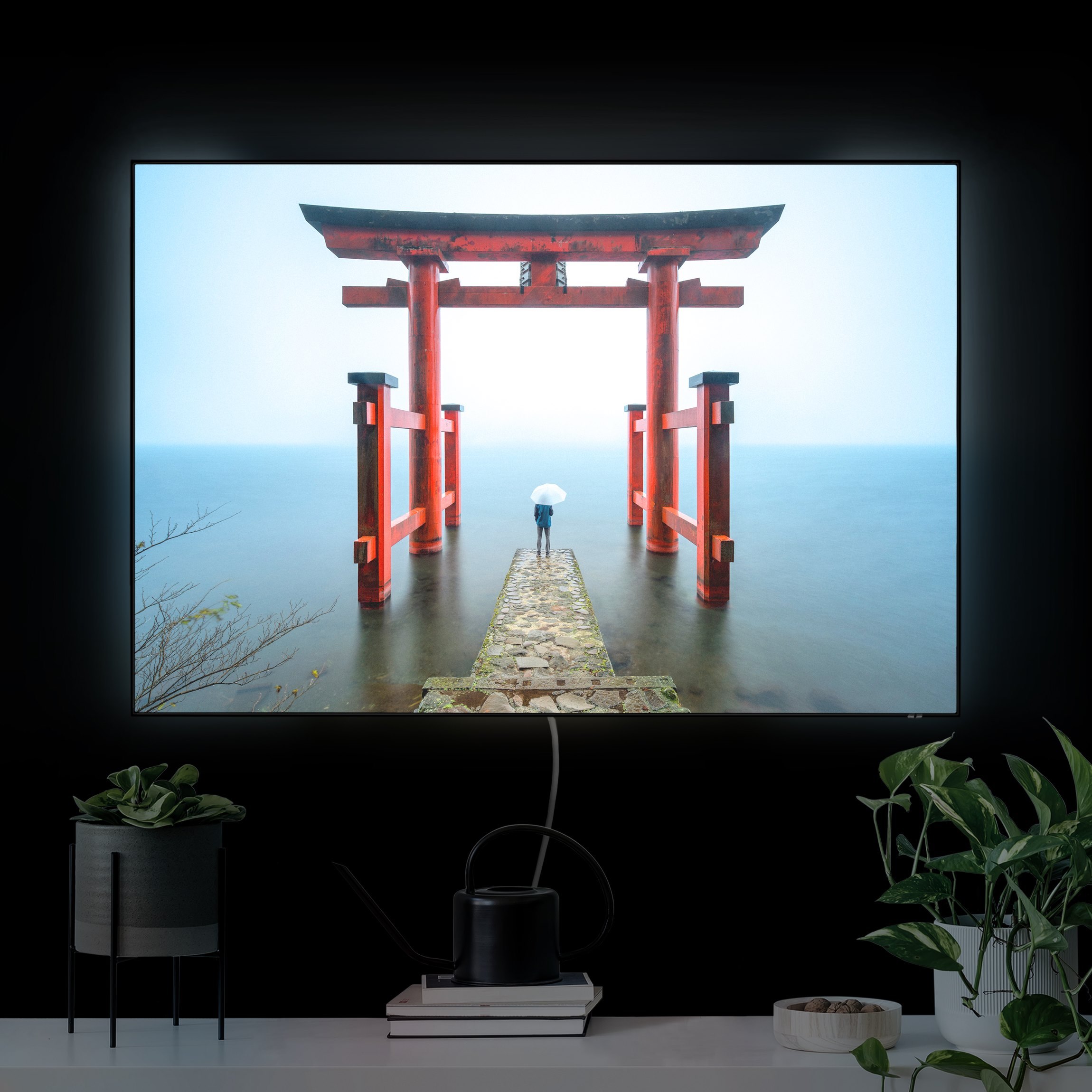 LED-Wechselbild Rotes Torii am Ashi-See günstig online kaufen