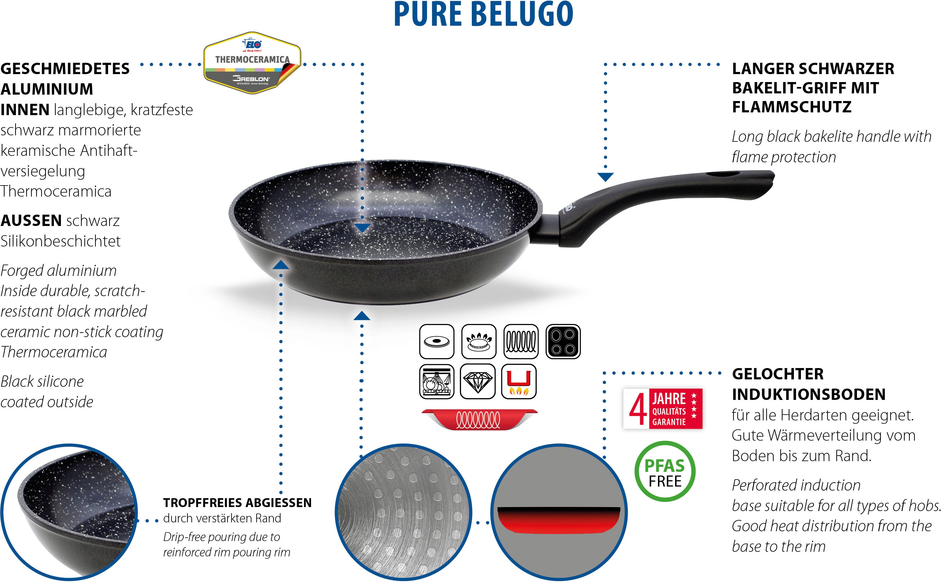 Elo Bratpfanne »Pure Belugo«, Aluminium, (1 tlg.), Gelochter Induktionsbode günstig online kaufen