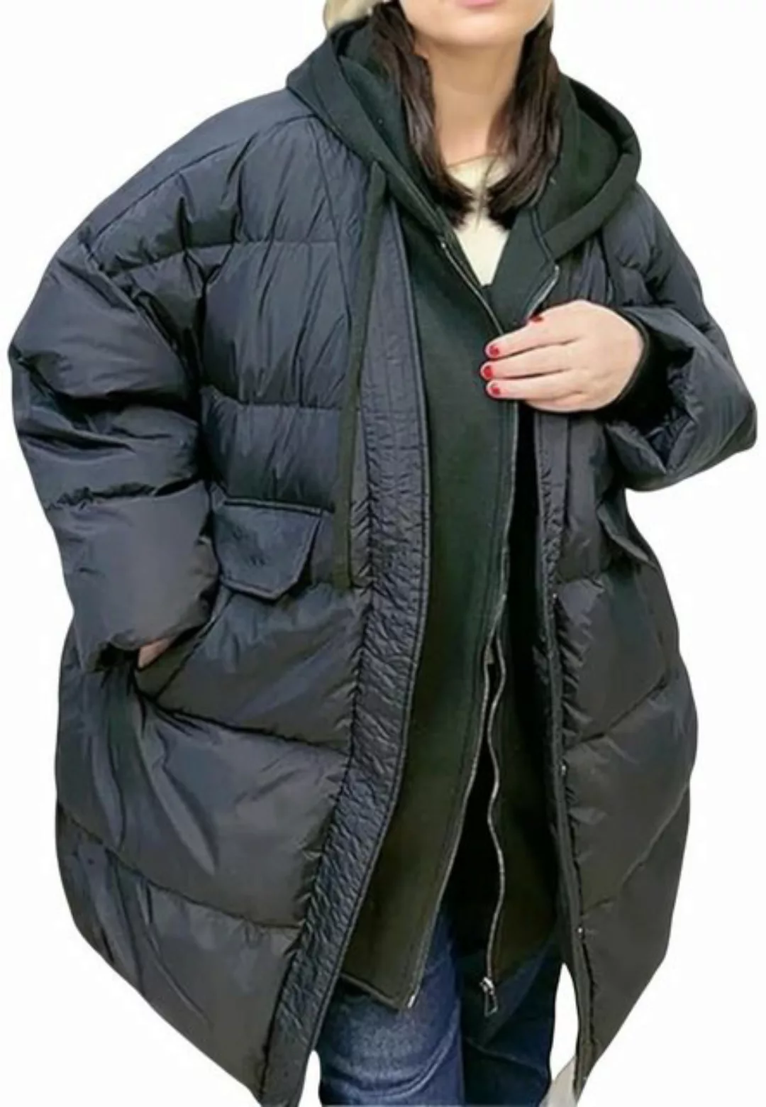 Nebelmeer Anorak Winter Kapuzenjacke imitierte zweiteilige Jacke mit Reißve günstig online kaufen