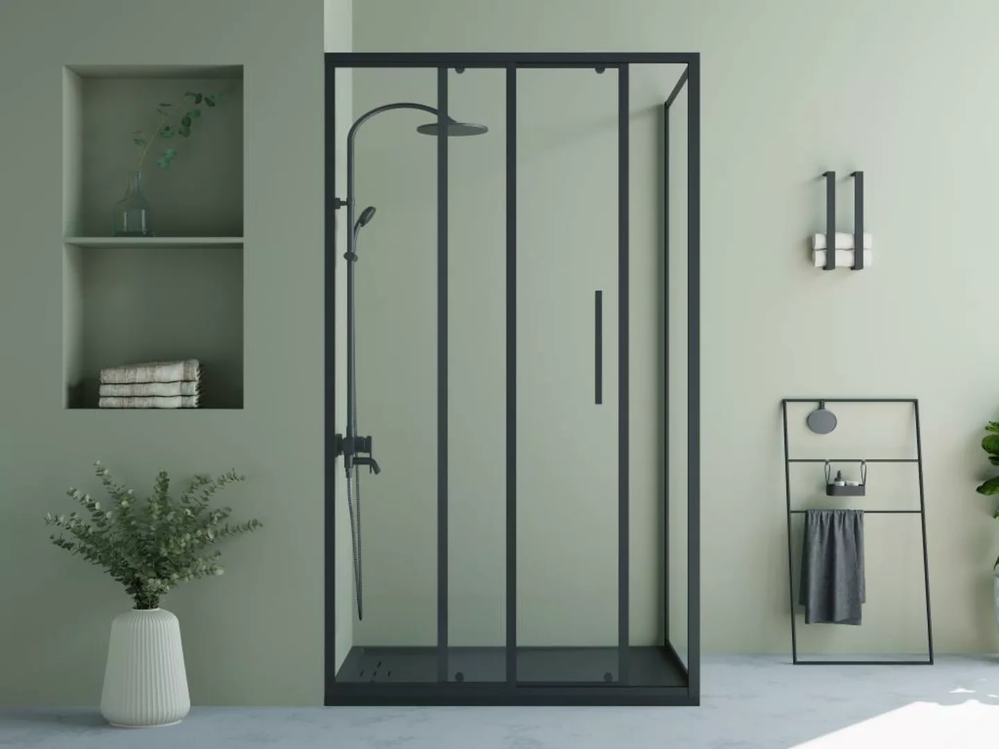 Duschtrennwand Seitenwand Schiebetür Industriel-Stil - 120 x 80 x 195 cm - günstig online kaufen